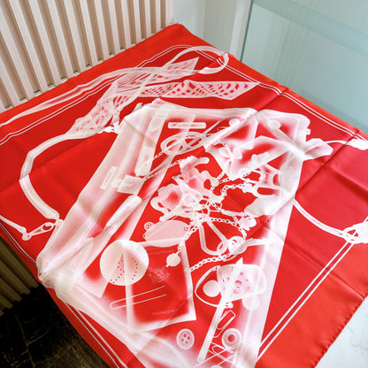 Hermes Please Check in Scarf in Red