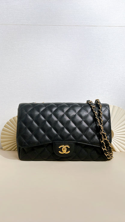 Chanel Classic Flap Jumbo Caviar Black in GHW