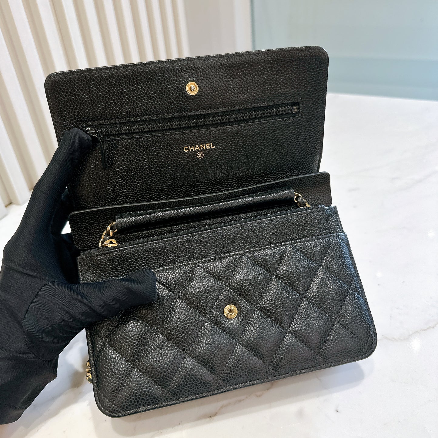 Chanel Wallet On Chain in Black GHW
