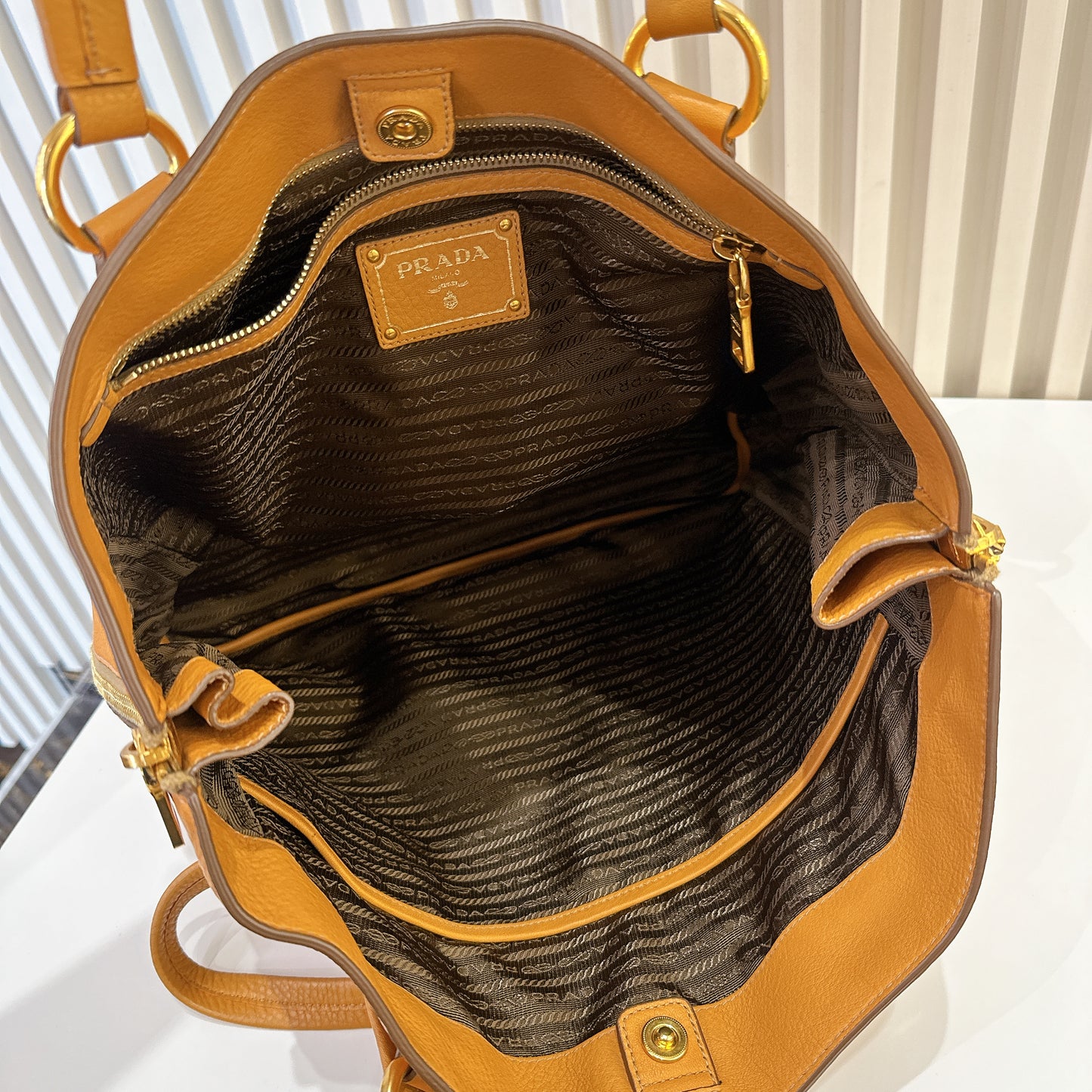 Prada Vitello Daino Leather Side Zip