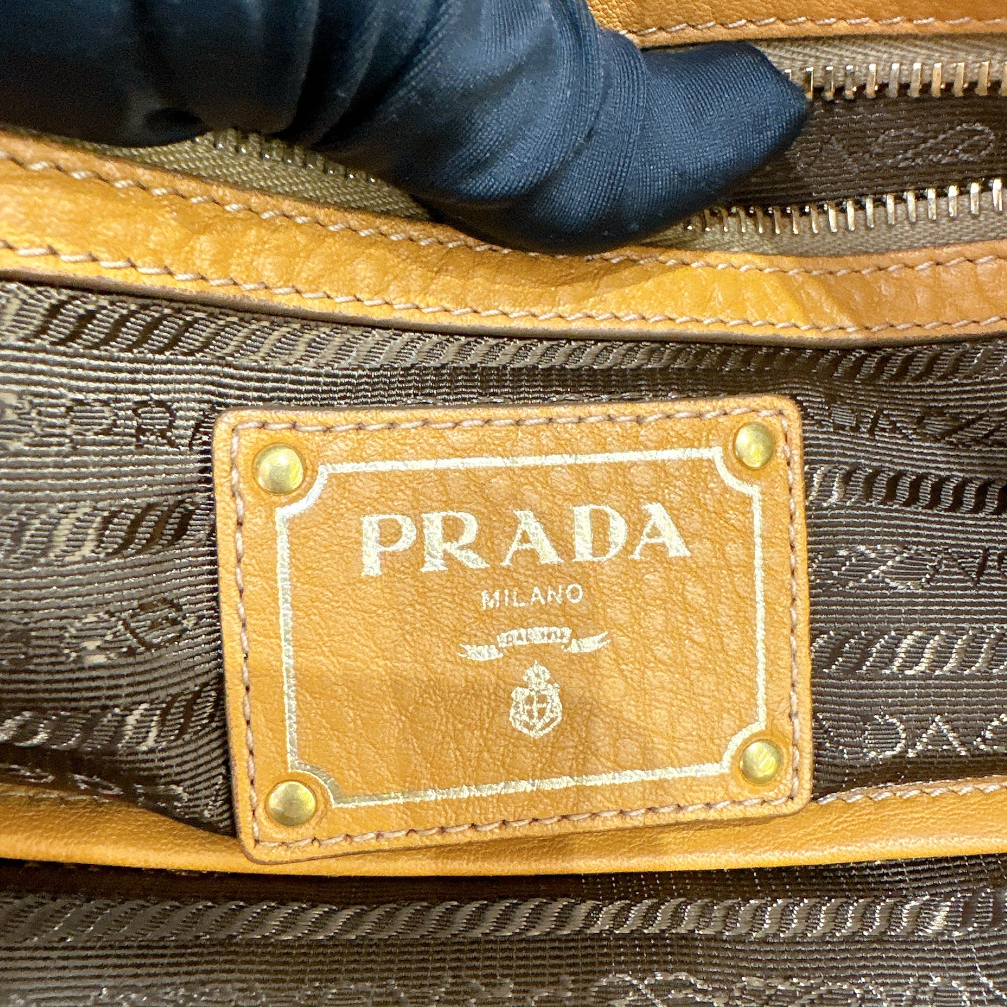 Prada Vitello Daino Leather Side Zip
