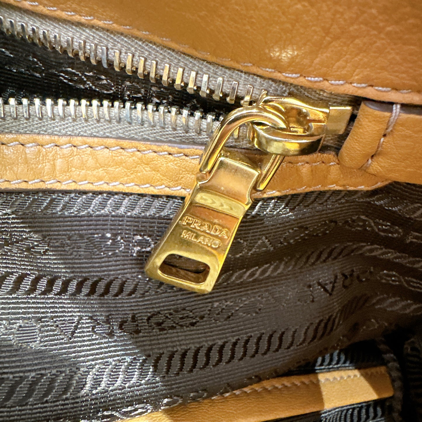 Prada Vitello Daino Leather Side Zip