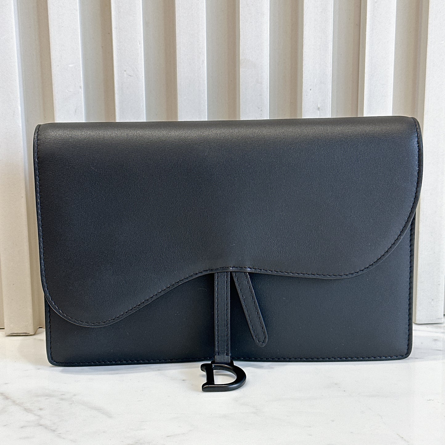 Dior Saddle Pouch in Black Calfskin