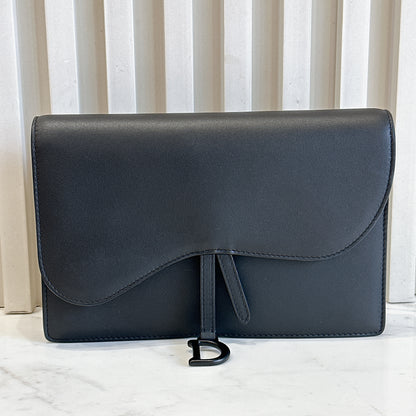 Dior Saddle Pouch in Black Calfskin