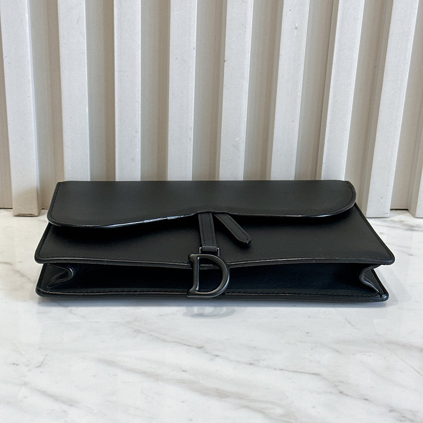 Dior Saddle Pouch in Black Calfskin