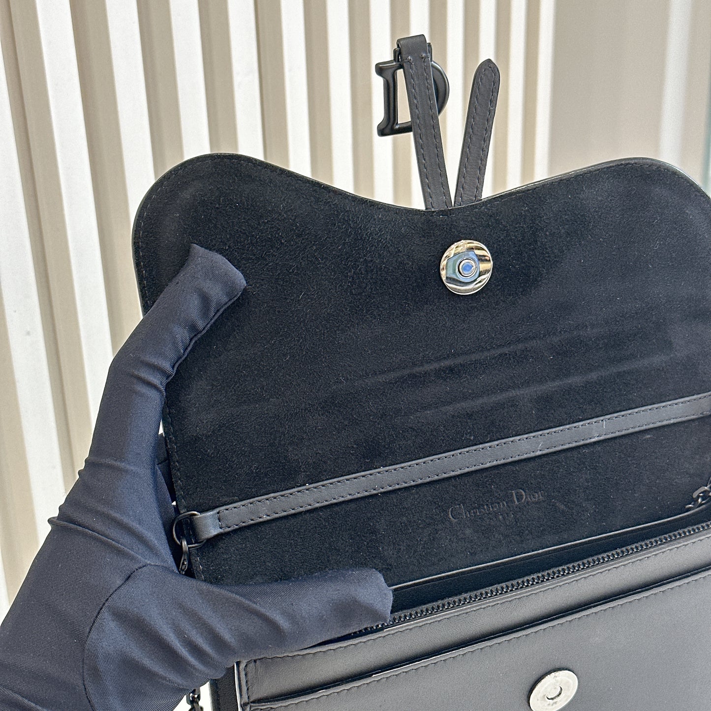 Dior Saddle Pouch in Black Calfskin