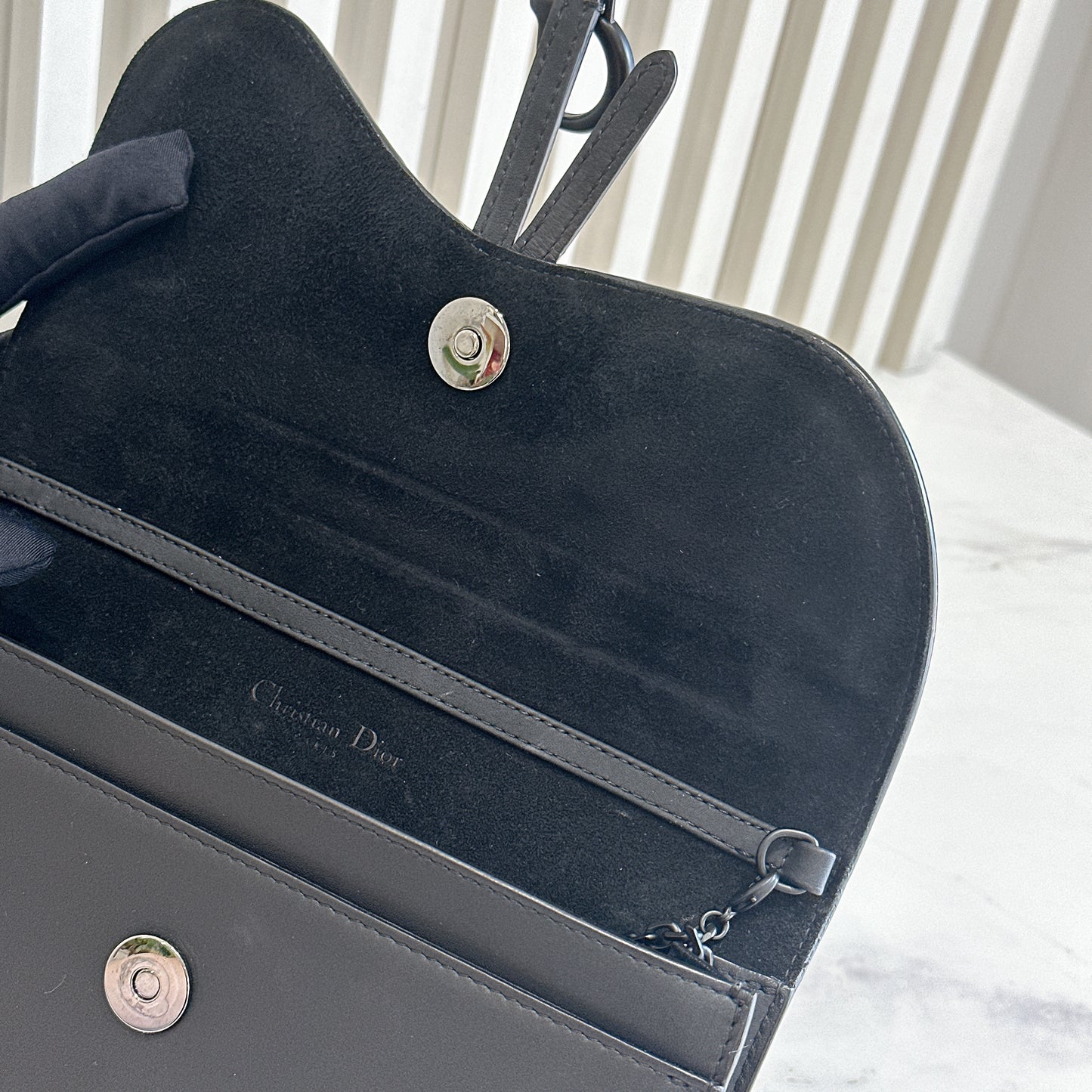 Dior Saddle Pouch in Black Calfskin