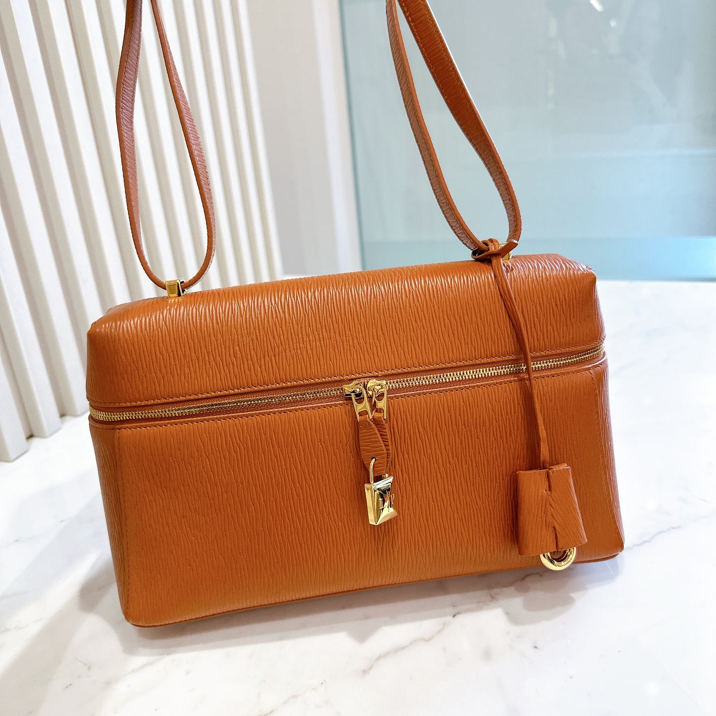 Loro Piana Extra Bag L27 OX Leather Warm Tan/Sun Gold