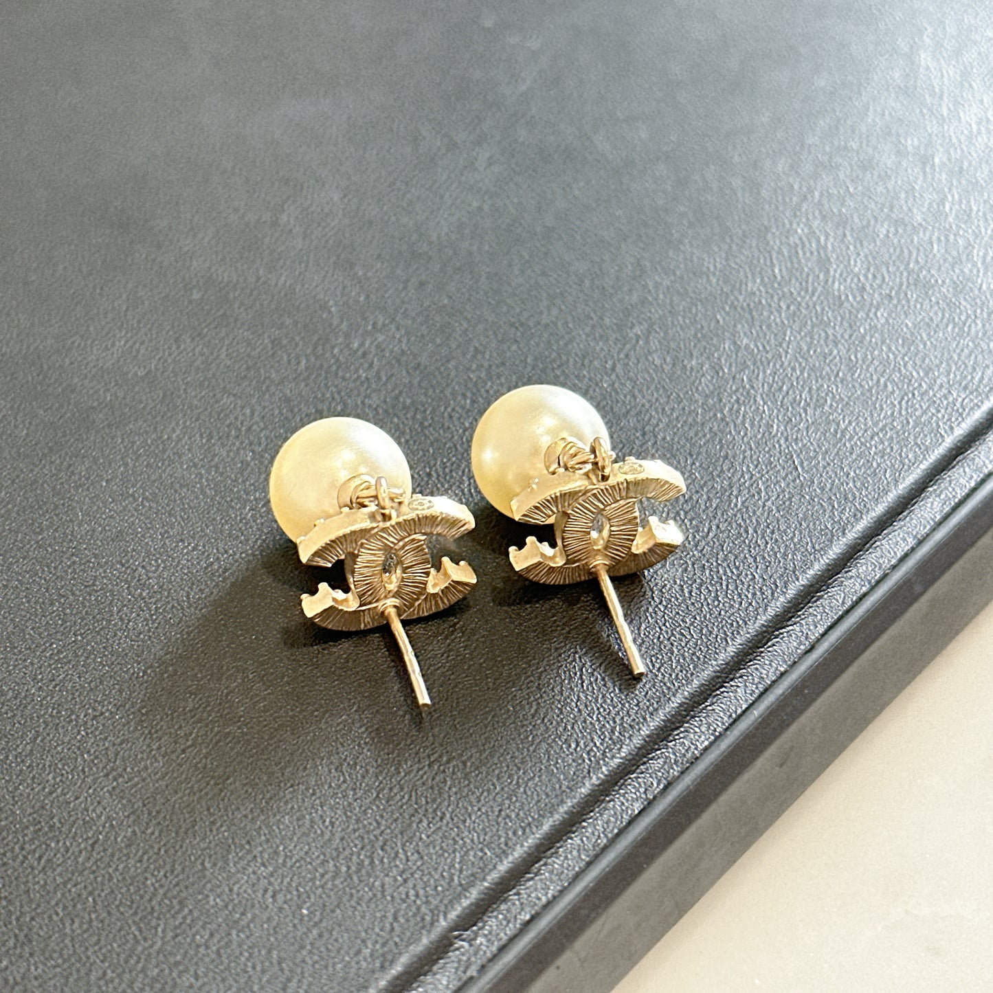 Chanel CC Pearl Drop Earrings