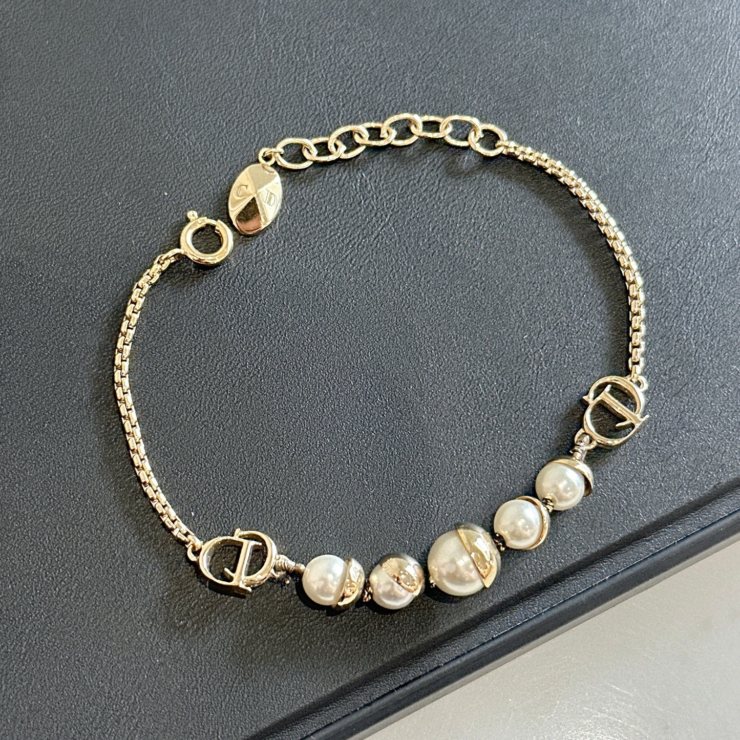 Dior Tribales Faux Pearl Gold Tone Station Bracelet