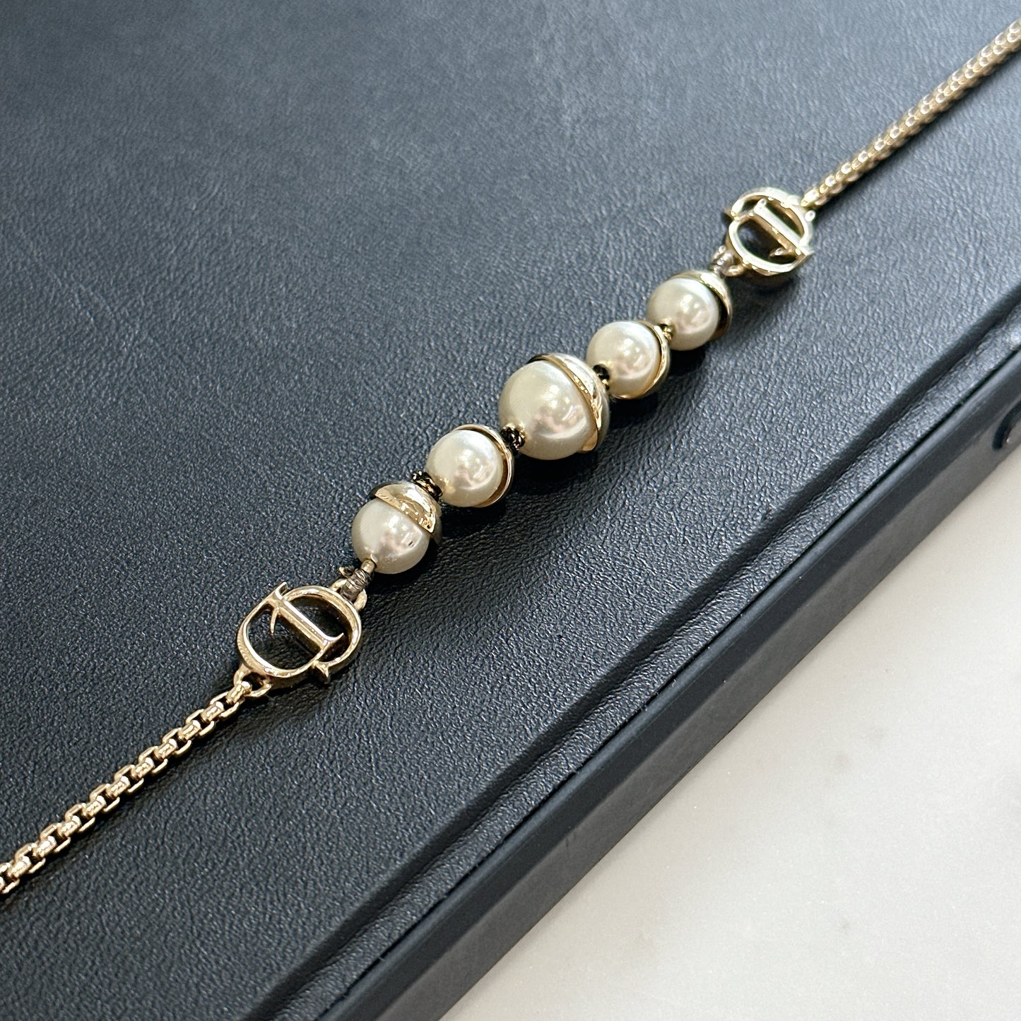 Dior Tribales Faux Pearl Gold Tone Station Bracelet