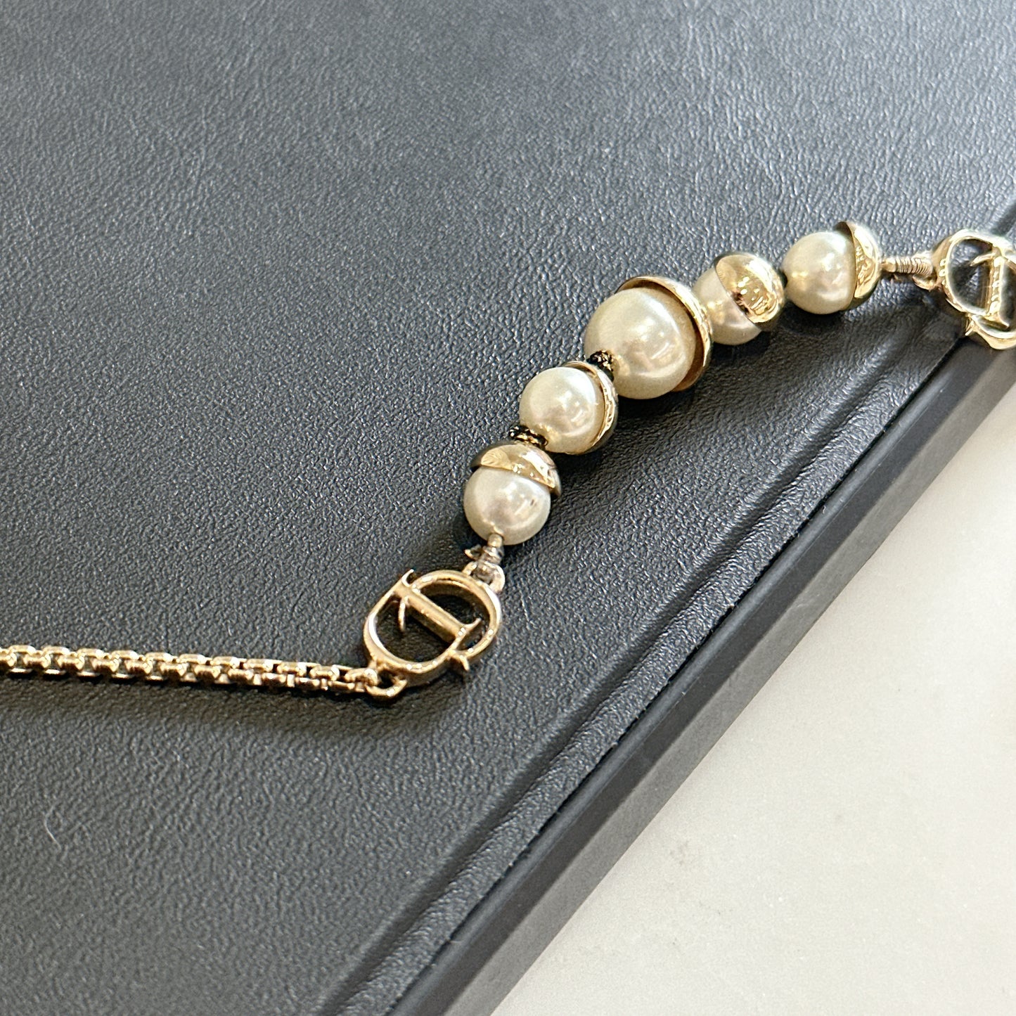 Dior Tribales Faux Pearl Gold Tone Station Bracelet