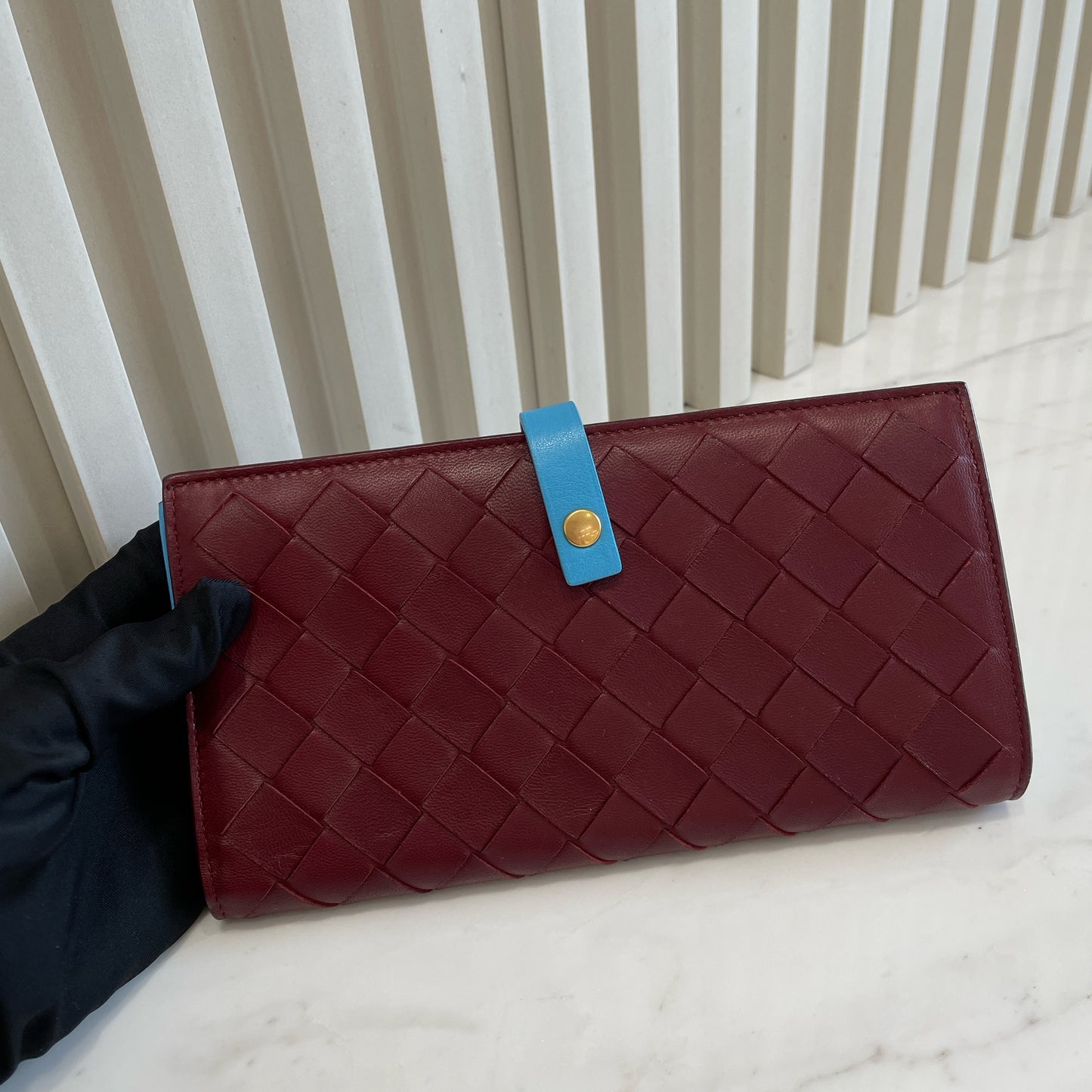 Bottega Veneta Intrecciato Leather Wallet in Burgundy