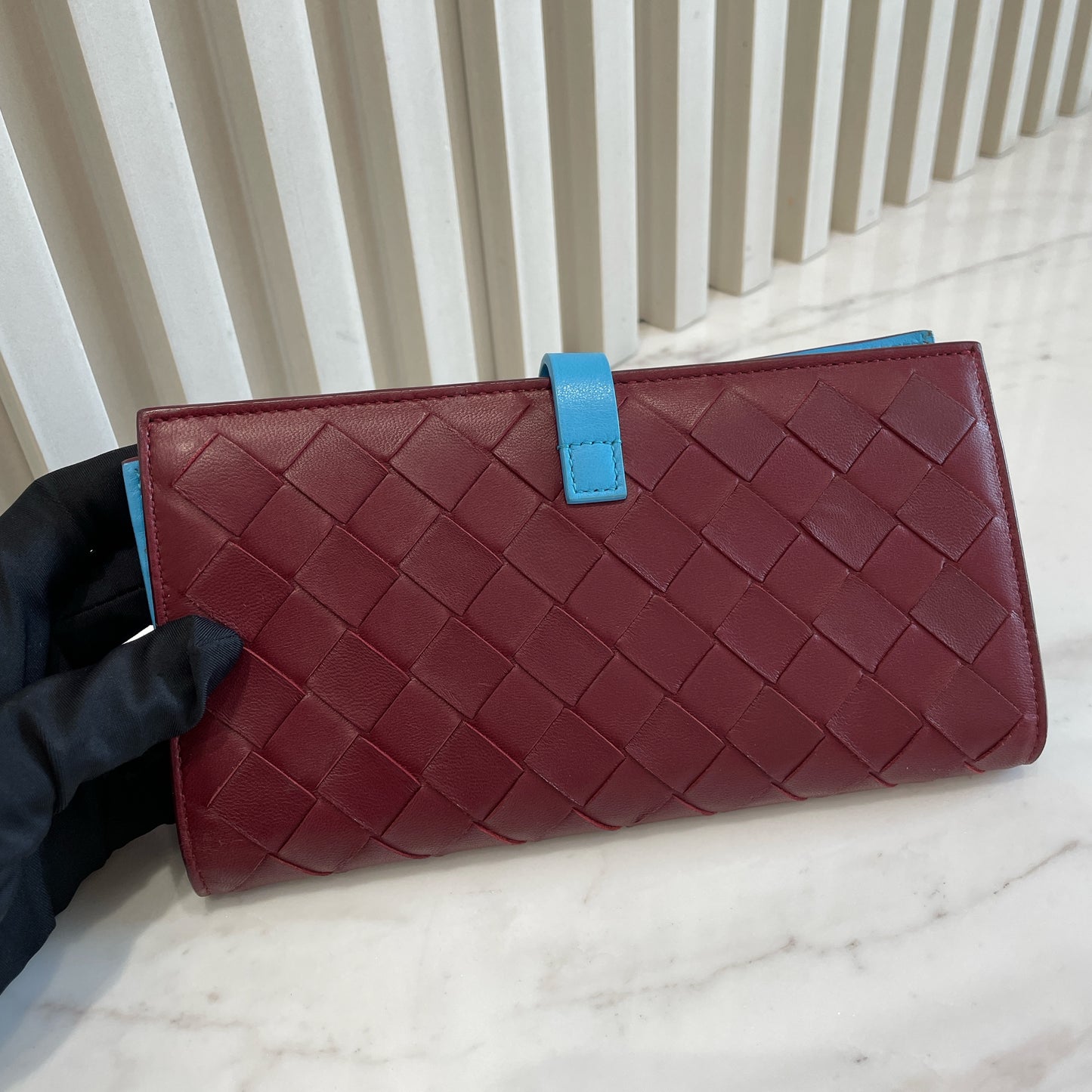 Bottega Veneta Intrecciato Leather Wallet in Burgundy