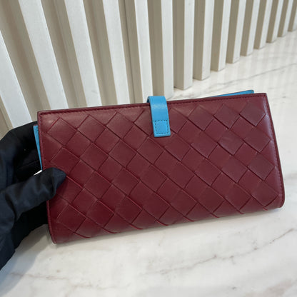 Bottega Veneta Intrecciato Leather Wallet in Burgundy