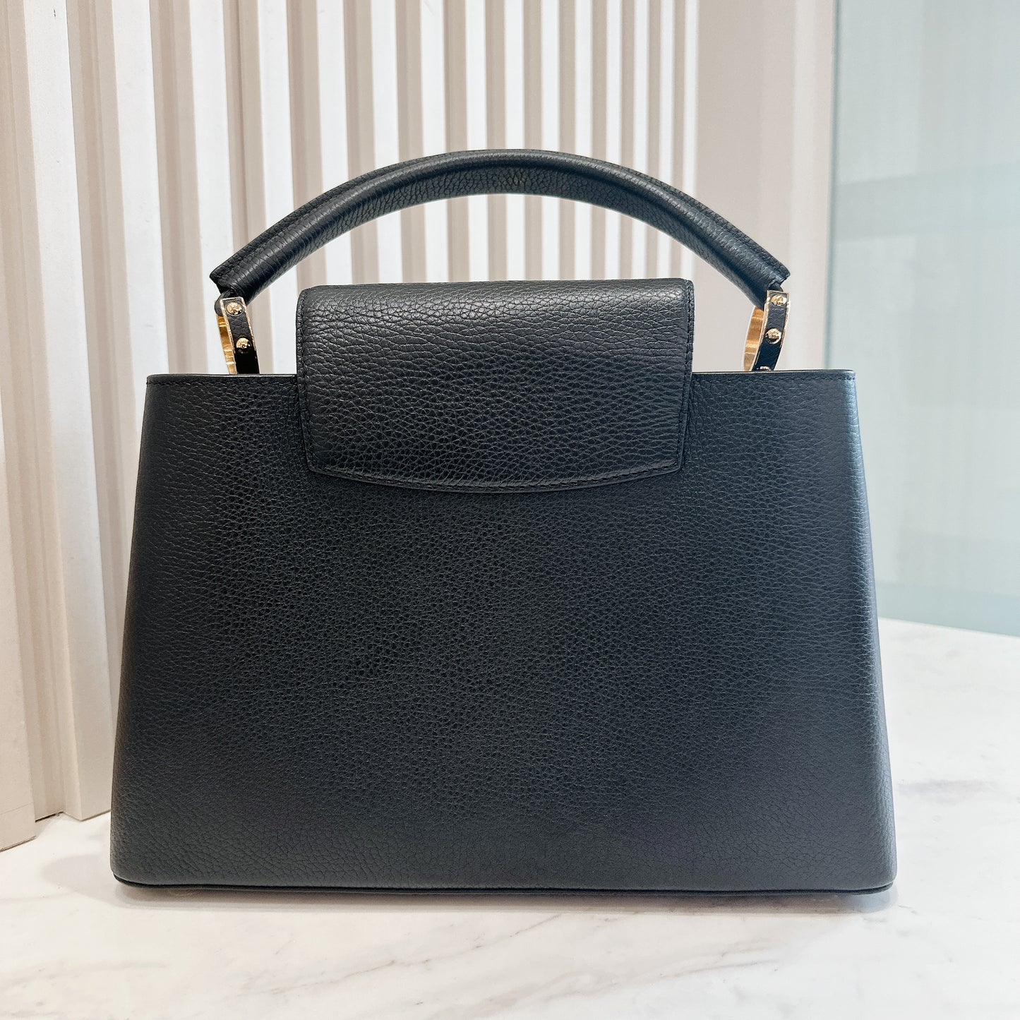 LV Mechanical Flowers Capucines MM in Black Taurillon