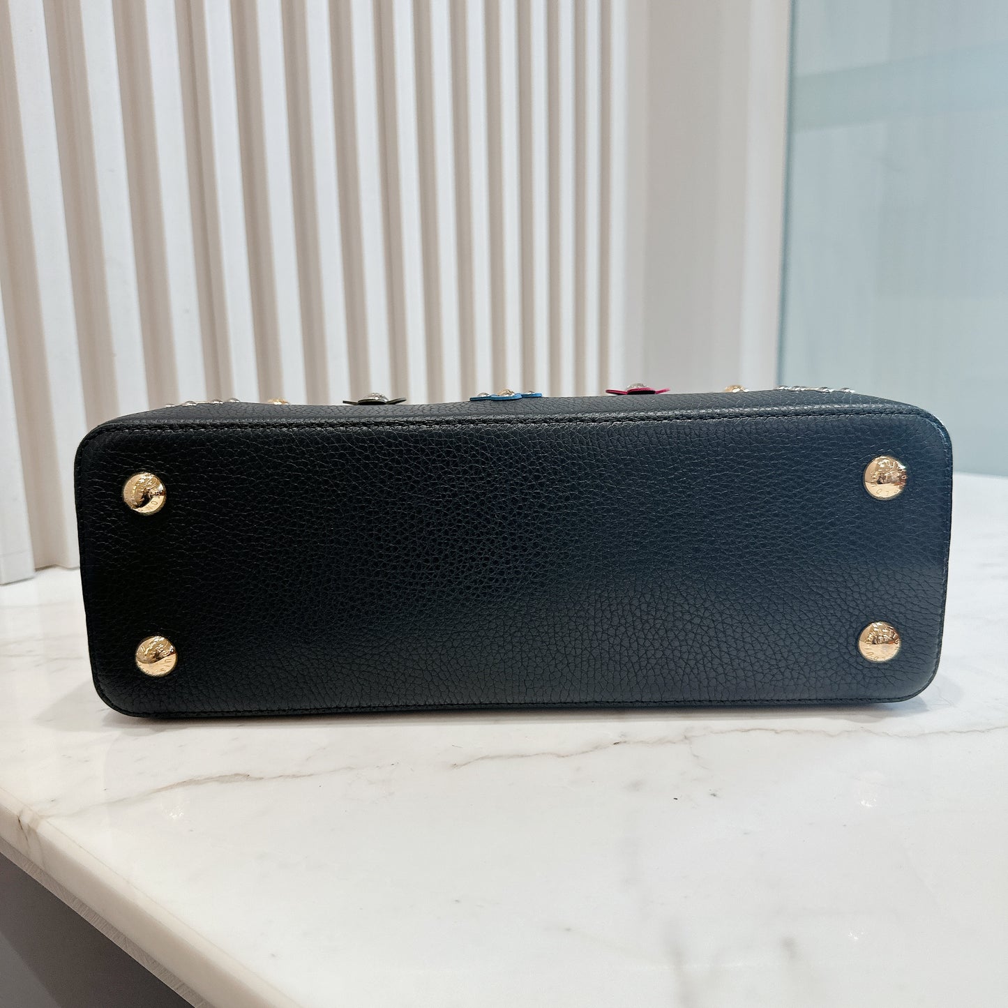 LV Mechanical Flowers Capucines MM in Black Taurillon