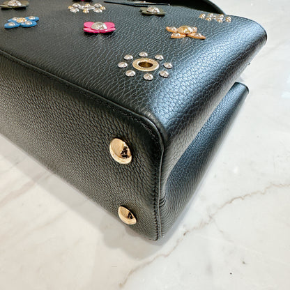 LV Mechanical Flowers Capucines MM in Black Taurillon
