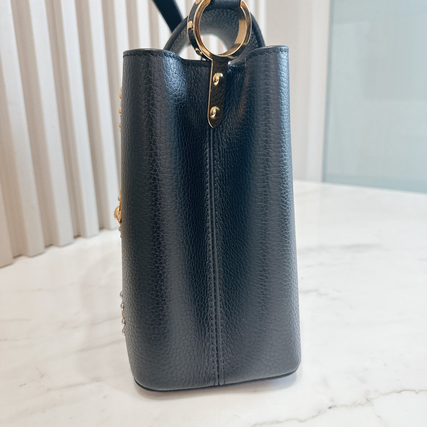 LV Mechanical Flowers Capucines MM in Black Taurillon