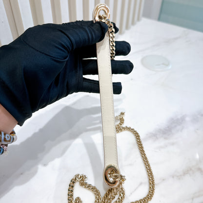 Lady Dior Mini White Leather and Black Embroidered&nbsp;