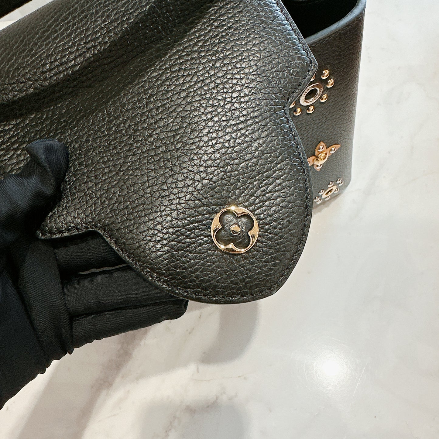 LV Mechanical Flowers Capucines MM in Black Taurillon