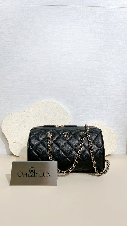 Chanel 25P Bowling Bag in Black Caviar
