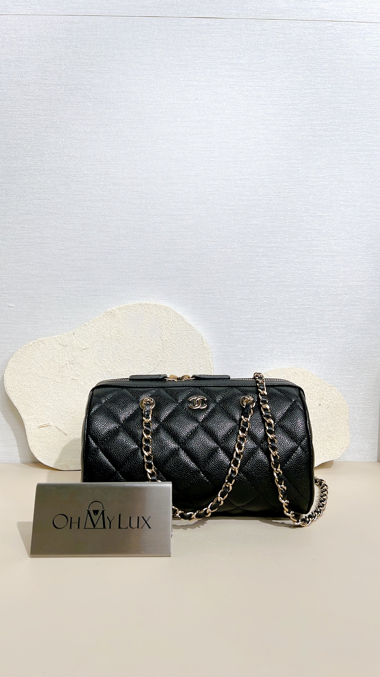 Chanel 25P Bowling Bag in Black Caviar