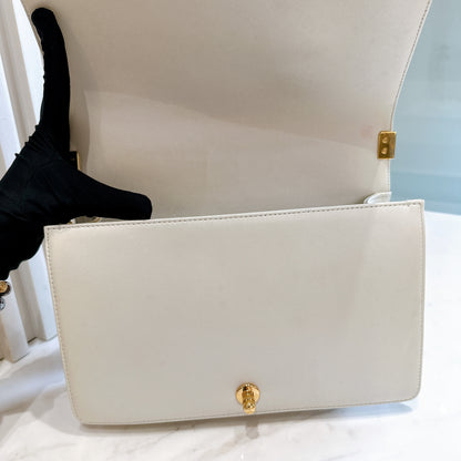 Chanel Metallic White Cube Embossed Leboy