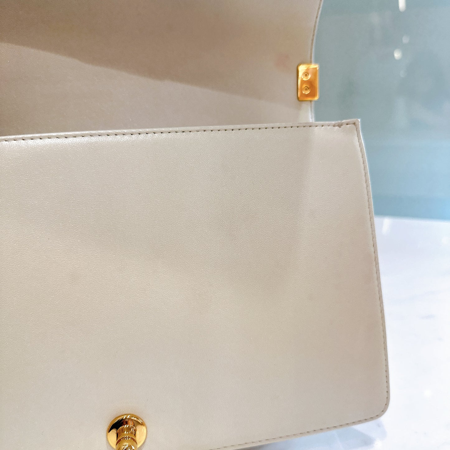 Chanel Metallic White Cube Embossed Leboy