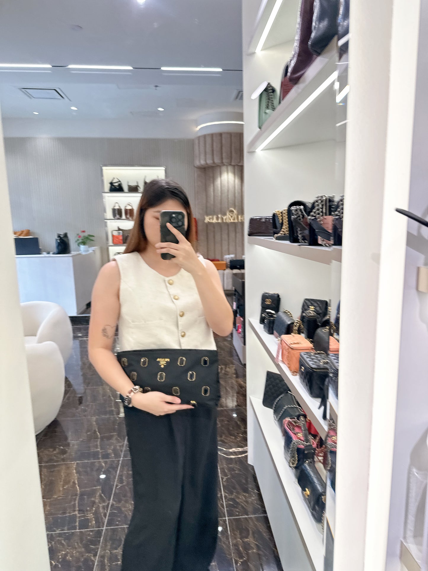 Prada Tessuto Nylon Pietre Jeweled Clutch