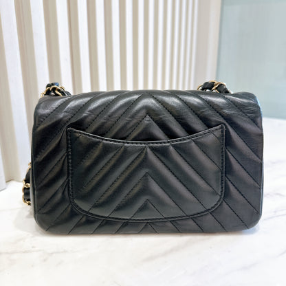 Chanel Mini Rectangular in Chevron Black GHW