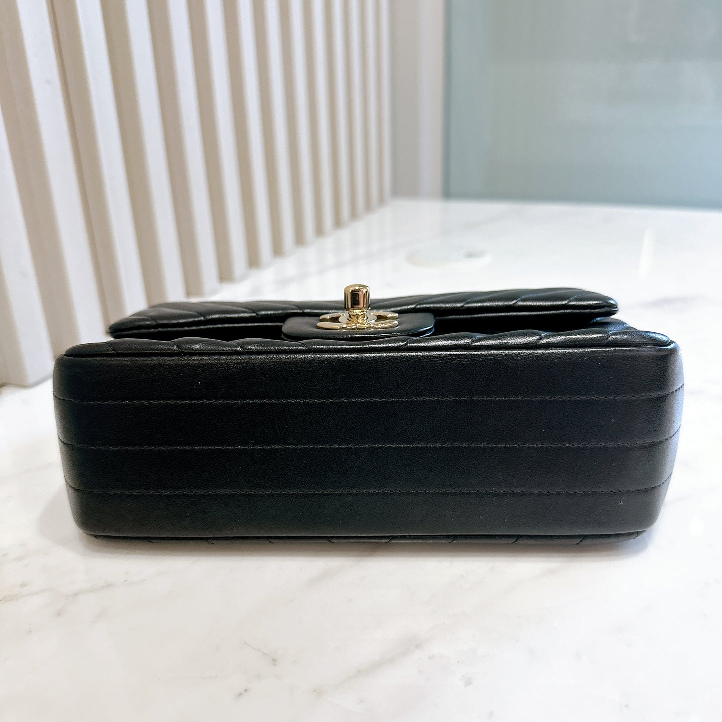 Chanel Mini Rectangular in Chevron Black GHW
