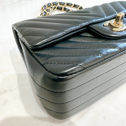 Chanel Mini Rectangular in Chevron Black GHW