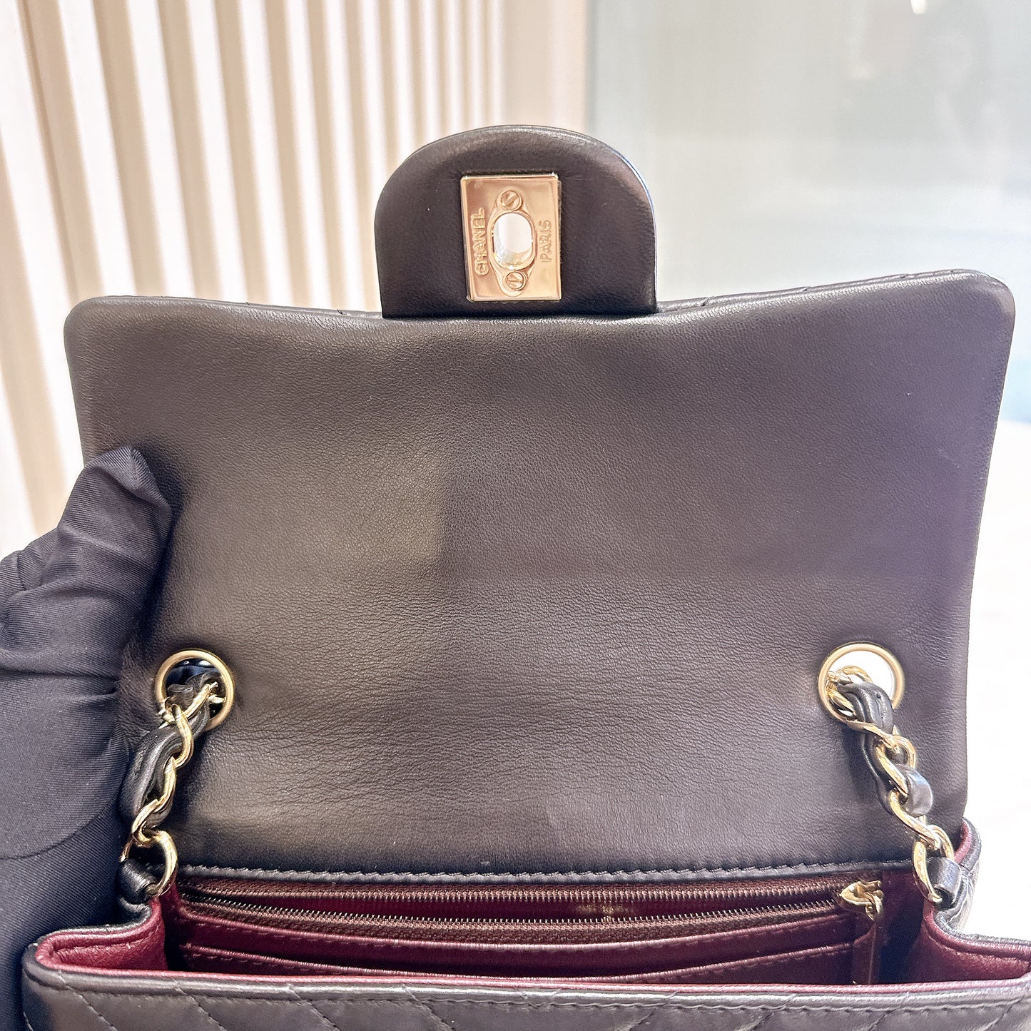 Chanel Mini Rectangular in Chevron Black GHW