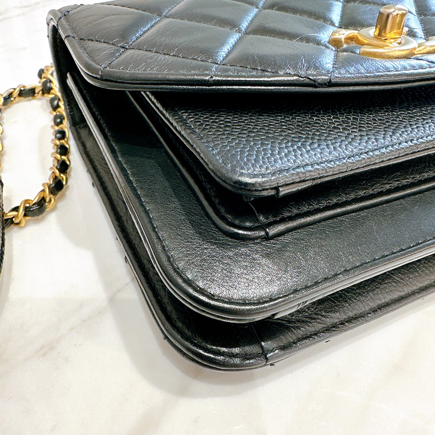 Chanel Black Caviar Calfskin Handle Flap Bag GHW