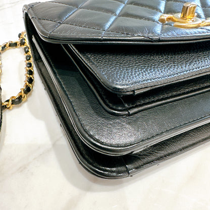Chanel Black Caviar Calfskin Handle Flap Bag GHW