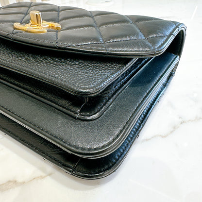 Chanel Black Caviar Calfskin Handle Flap Bag GHW