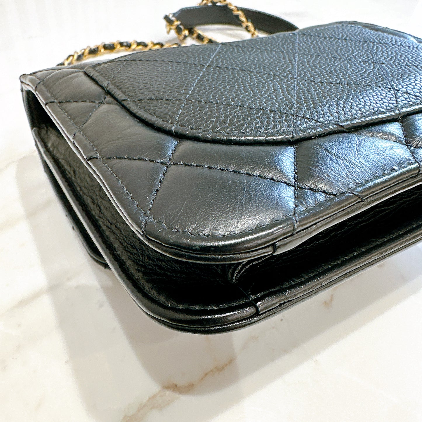 Chanel Black Caviar Calfskin Handle Flap Bag GHW