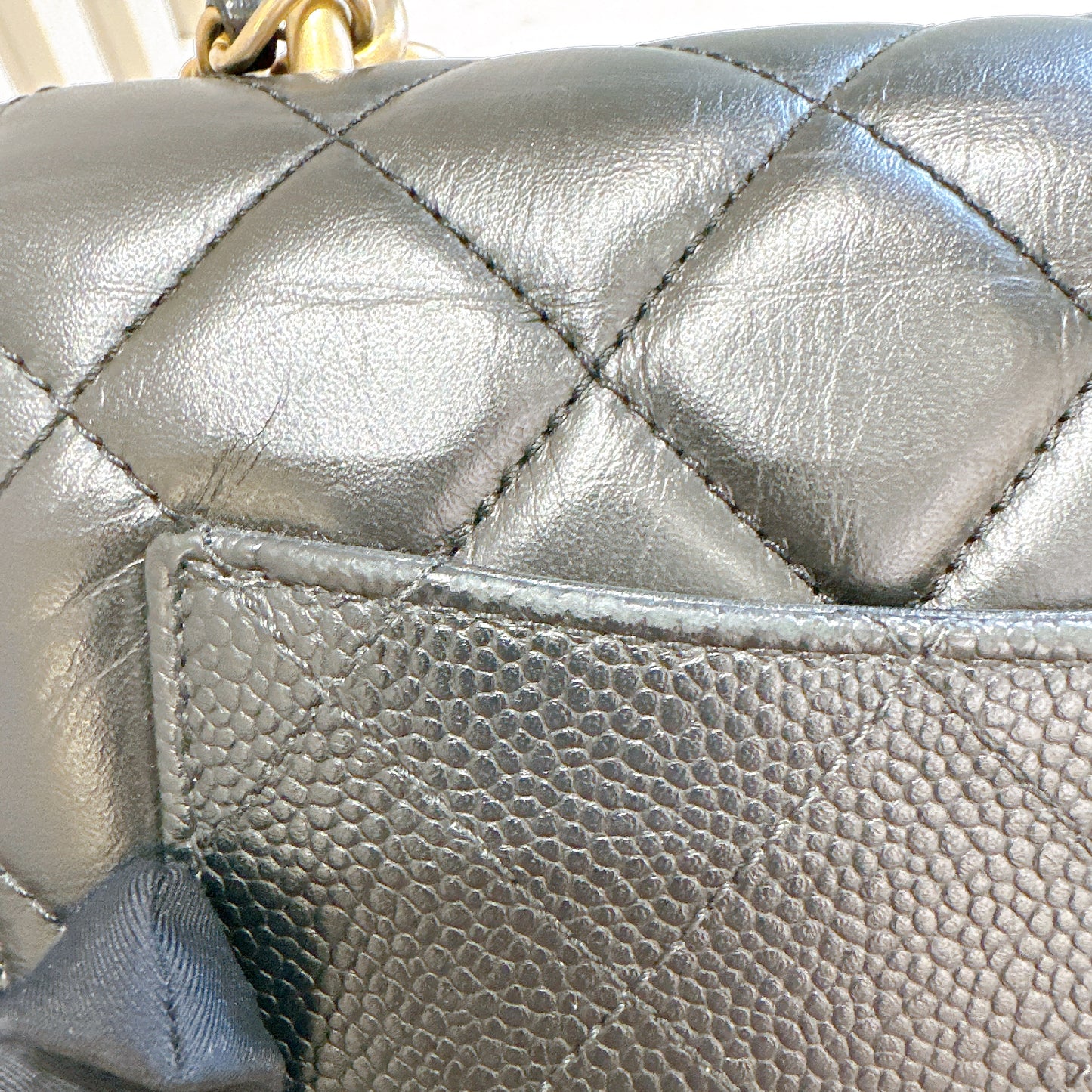 Chanel Black Caviar Calfskin Handle Flap Bag GHW