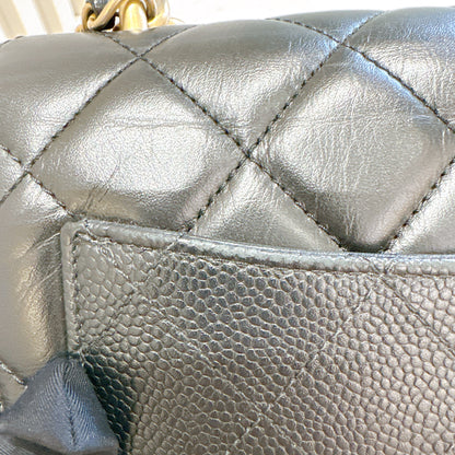 Chanel Black Caviar Calfskin Handle Flap Bag GHW