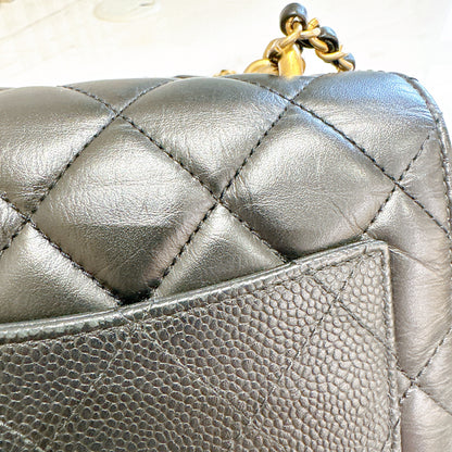 Chanel Black Caviar Calfskin Handle Flap Bag GHW