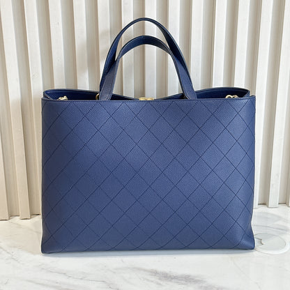 Chanel Caviar Stitched Large Shopping Tote Bag in Blue