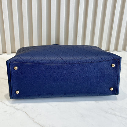 Chanel Caviar Stitched Large Shopping Tote Bag in Blue