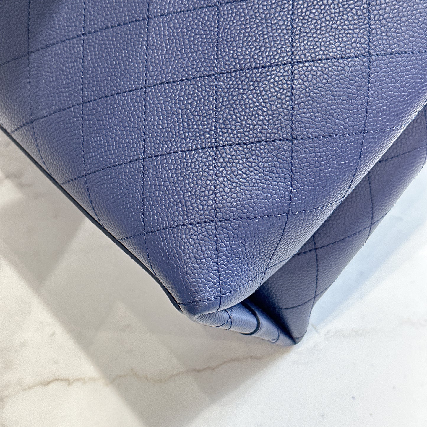 Chanel Caviar Stitched Large Shopping Tote Bag in Blue