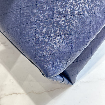 Chanel Caviar Stitched Large Shopping Tote Bag in Blue