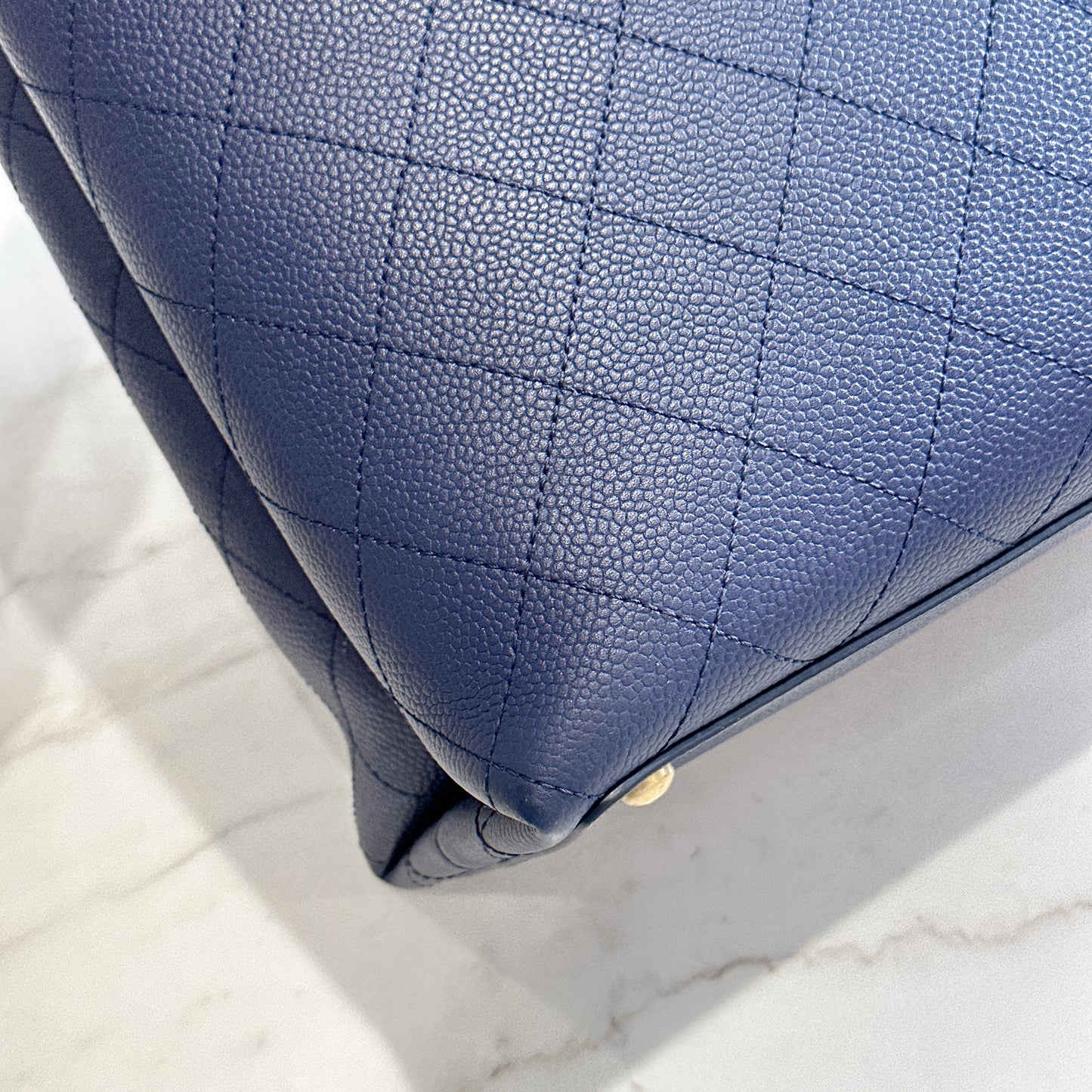 Chanel Caviar Stitched Large Shopping Tote Bag in Blue