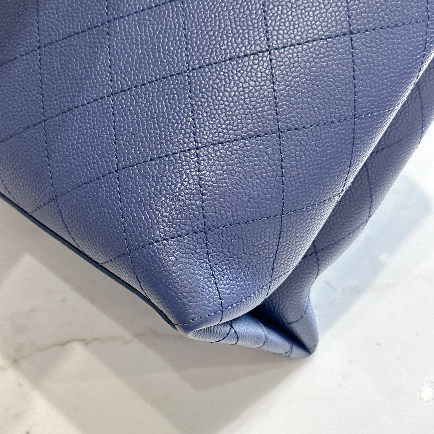 Chanel Caviar Stitched Large Shopping Tote Bag in Blue