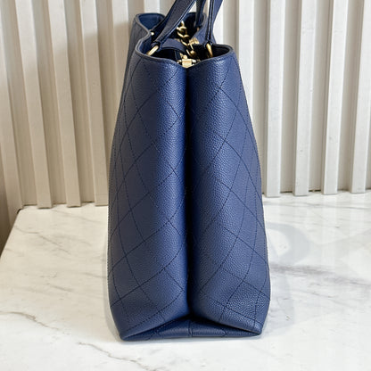 Chanel Caviar Stitched Large Shopping Tote Bag in Blue