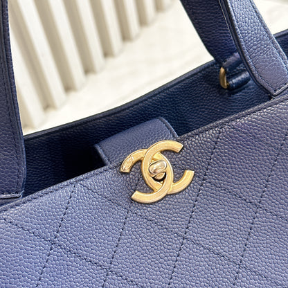 Chanel Caviar Stitched Large Shopping Tote Bag in Blue