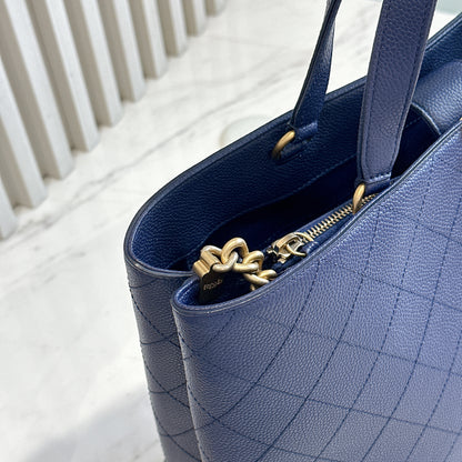Chanel Caviar Stitched Large Shopping Tote Bag in Blue